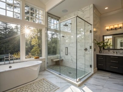 B&K Windows custom shower enclosures – durable, stylish, and tailored glass solutions for bathrooms
