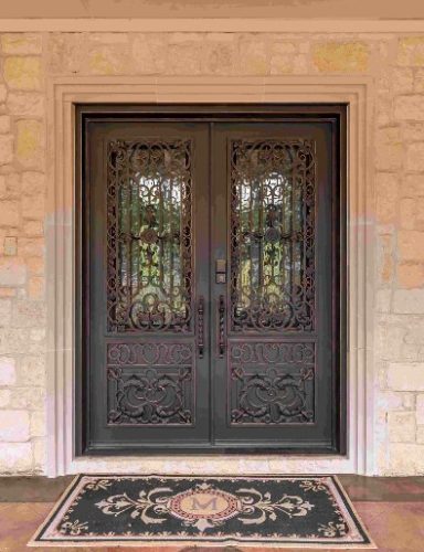 Midnight Square Double Door with Baroque Filigree and Copper Edges